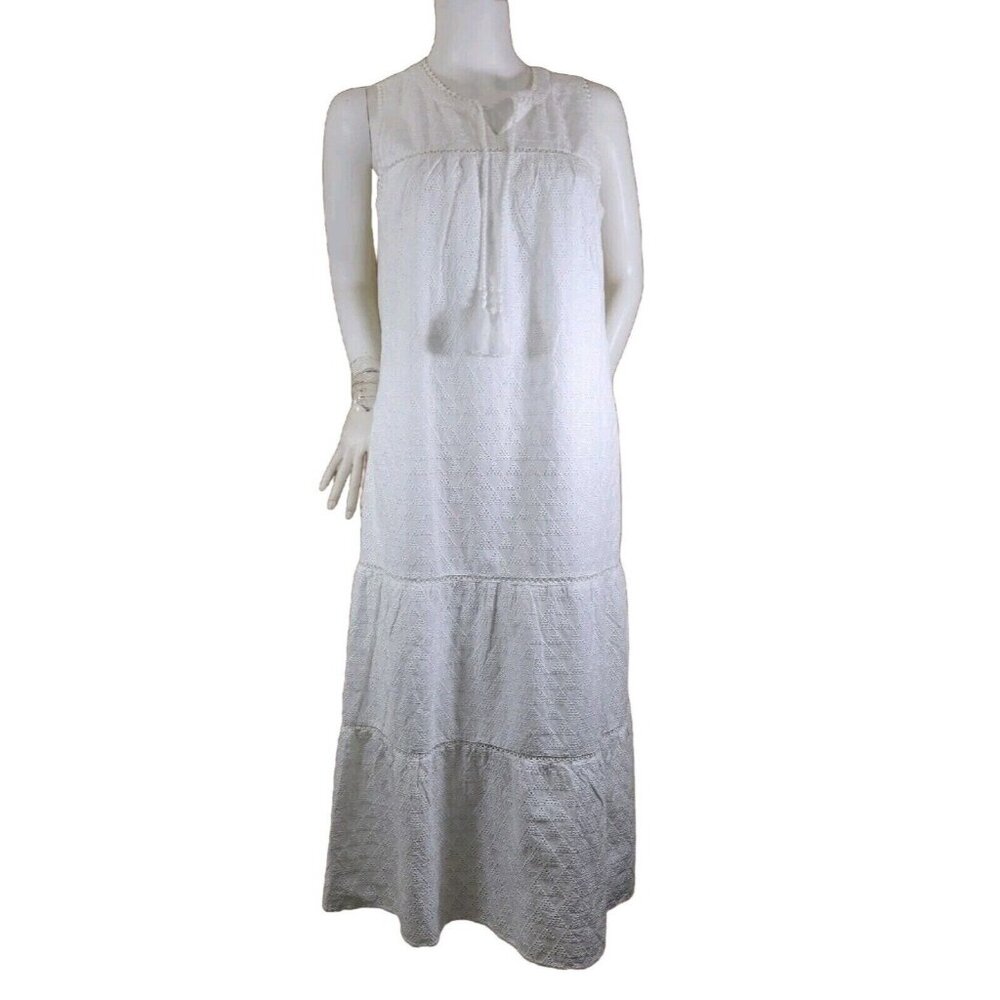 Tommy Bahama Womens Size XS Sleeveless White Eyelet Ruffle Midi Dress NWT --20
